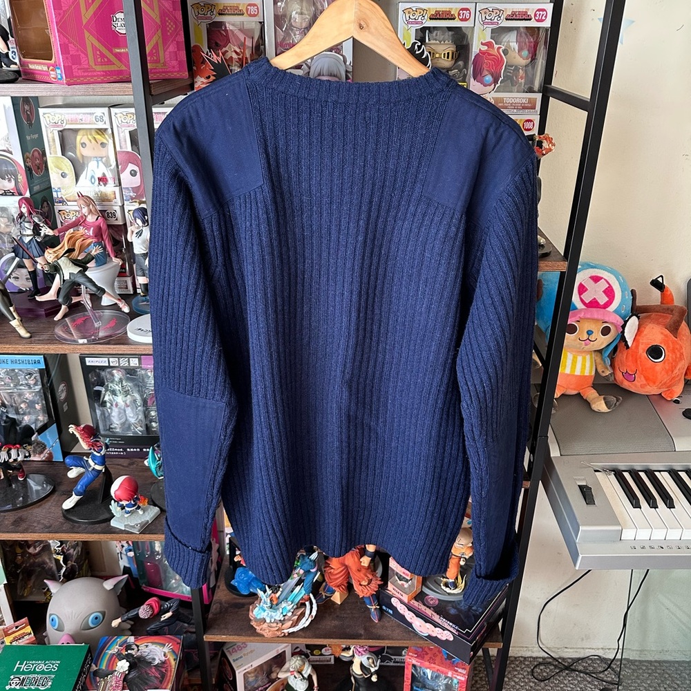 Vintage L.L.Bean Navy Blue Merino Lambswool Sweater Men’s XL Military - Picture 3 of 8